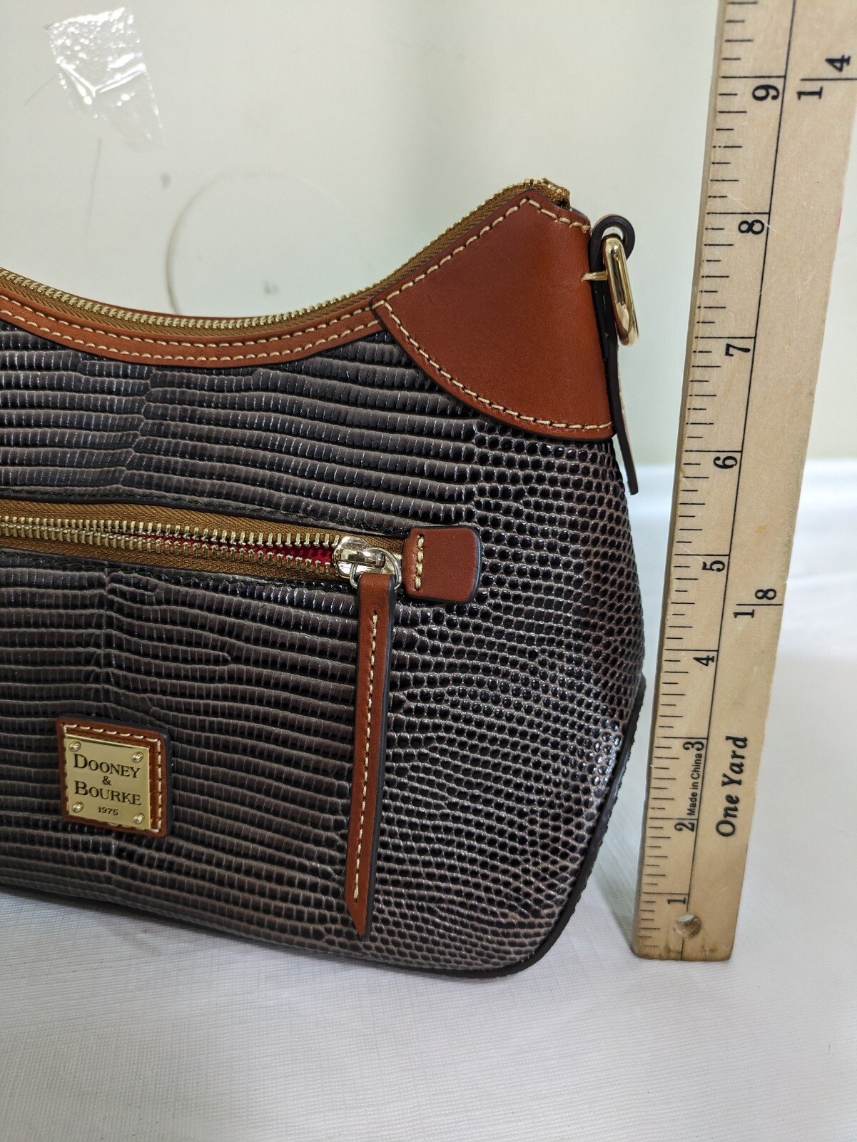 Dooney & Bourke Embossed Lizard Small Hobo Shoulder Bag Grey NWT