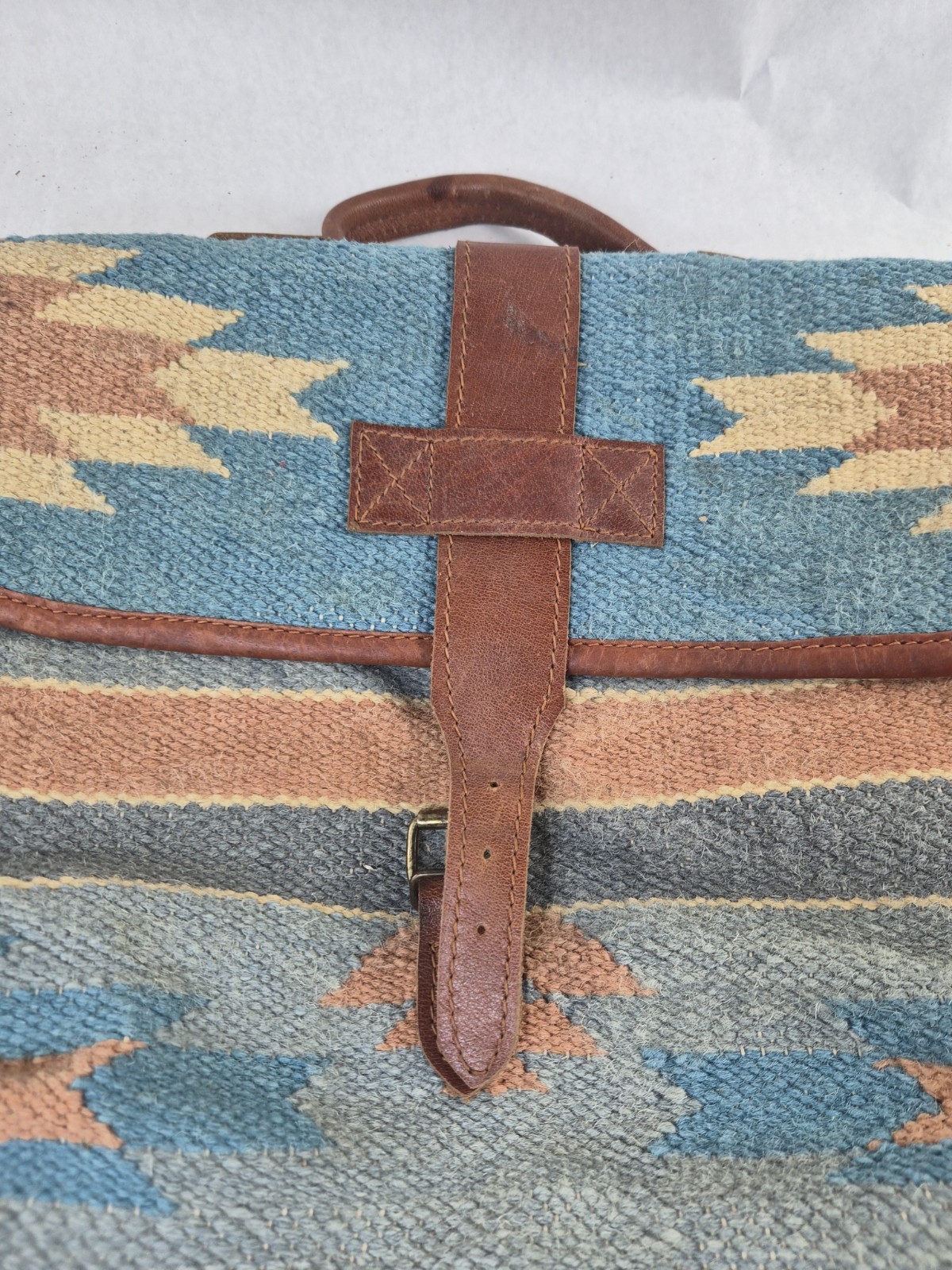 Cambridge Santa Fe Saddleblanket Wool Blend Leather Aztec Southwest Satchel Tote