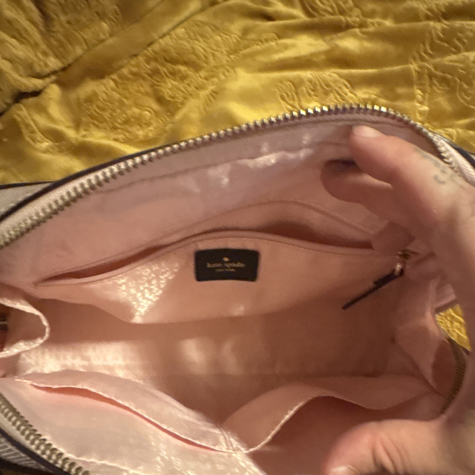 Kate Spade New York Plaid Zip Satchel Top Handle Bag w/ Detachable Strap