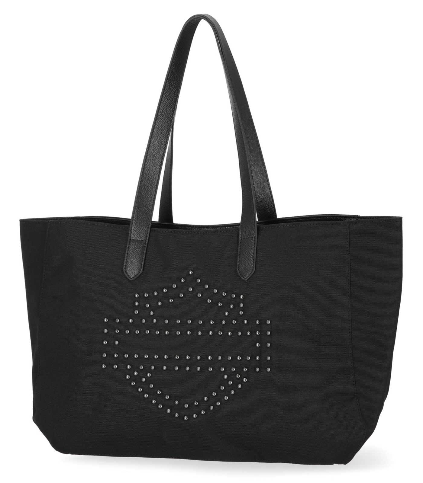 Harley-Davidson Women’s Studded Bar & Shield Logo Tote Bag Purse – Black