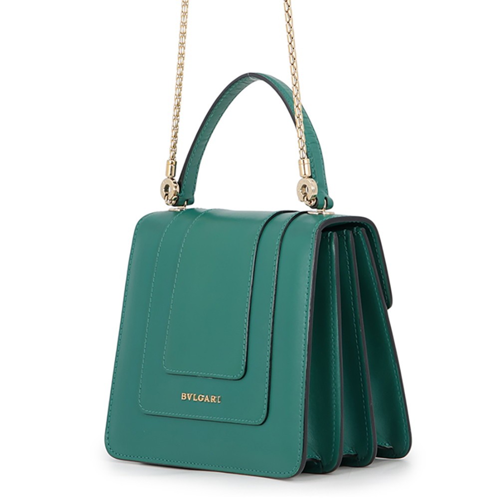 BVLGARI Serpenti Forever Top Handle Calf Leather Emerald Green 39778