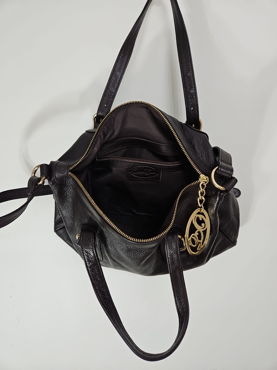 Onna Ehrlich Derin Dark ChocoBrown Leather Satchel Crossbody Top Purse 15x9x3.5