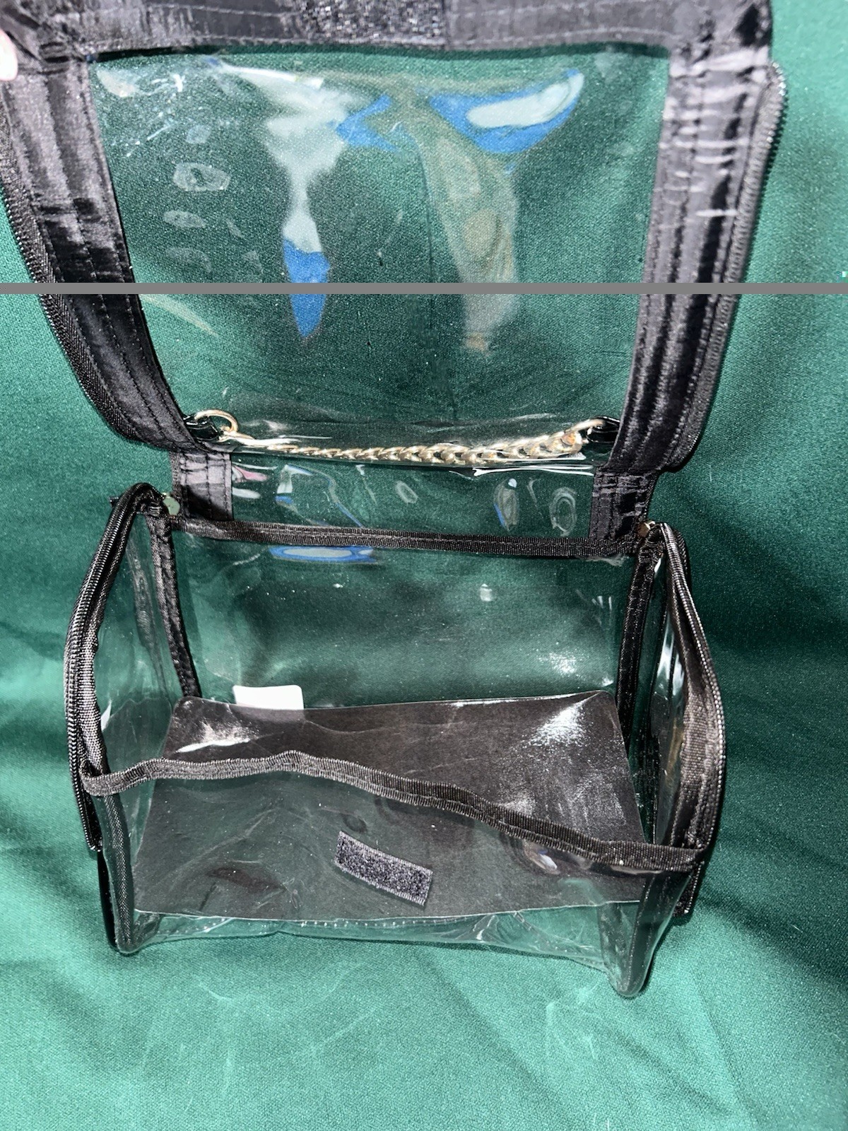 Clear and Black Medium make up Bag – with Gold Chain Handel-Lightweight Women