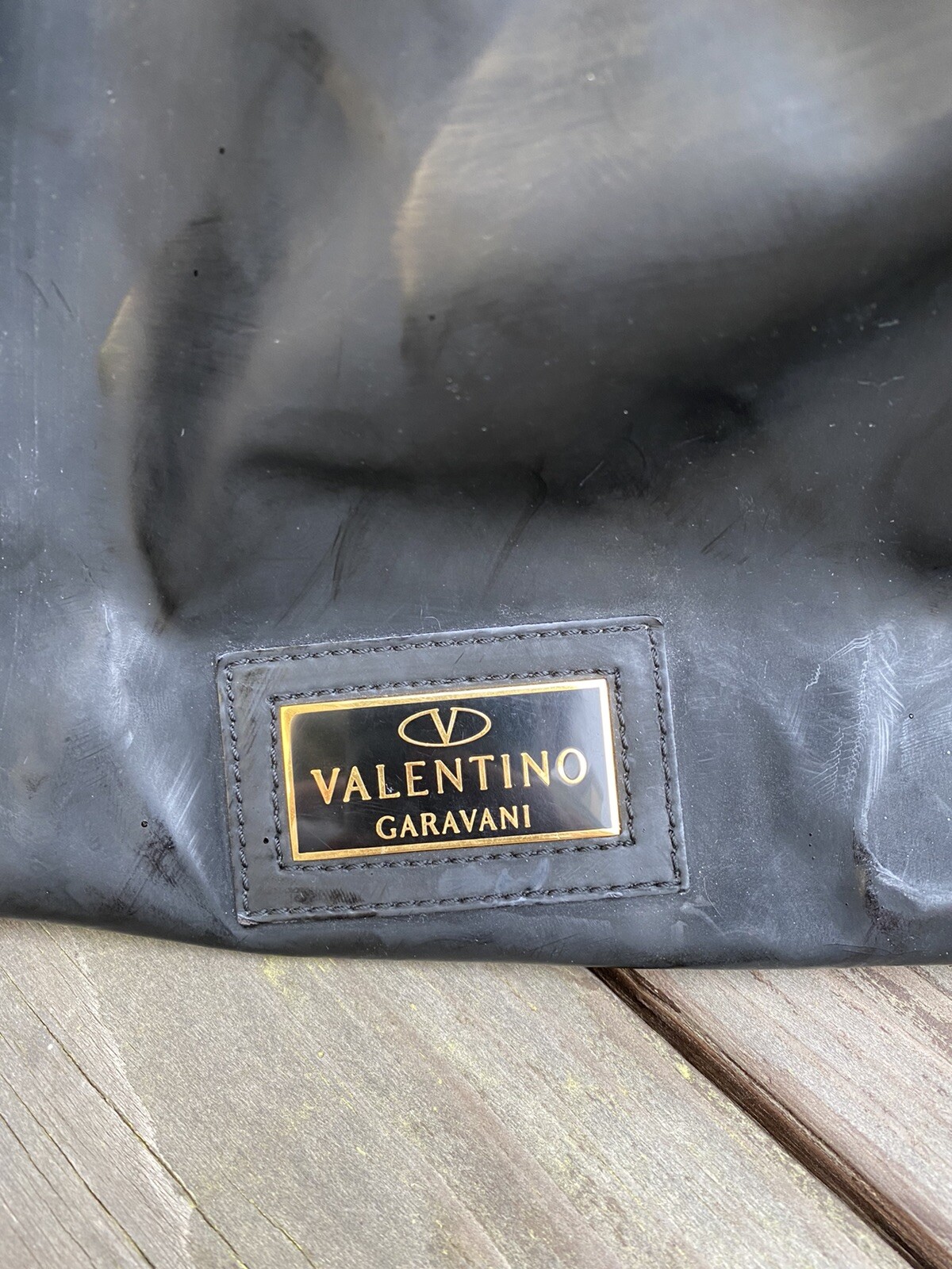 Authentic Valentino Garavani Nuage Lacca black patent leather hobo Bow Bag M