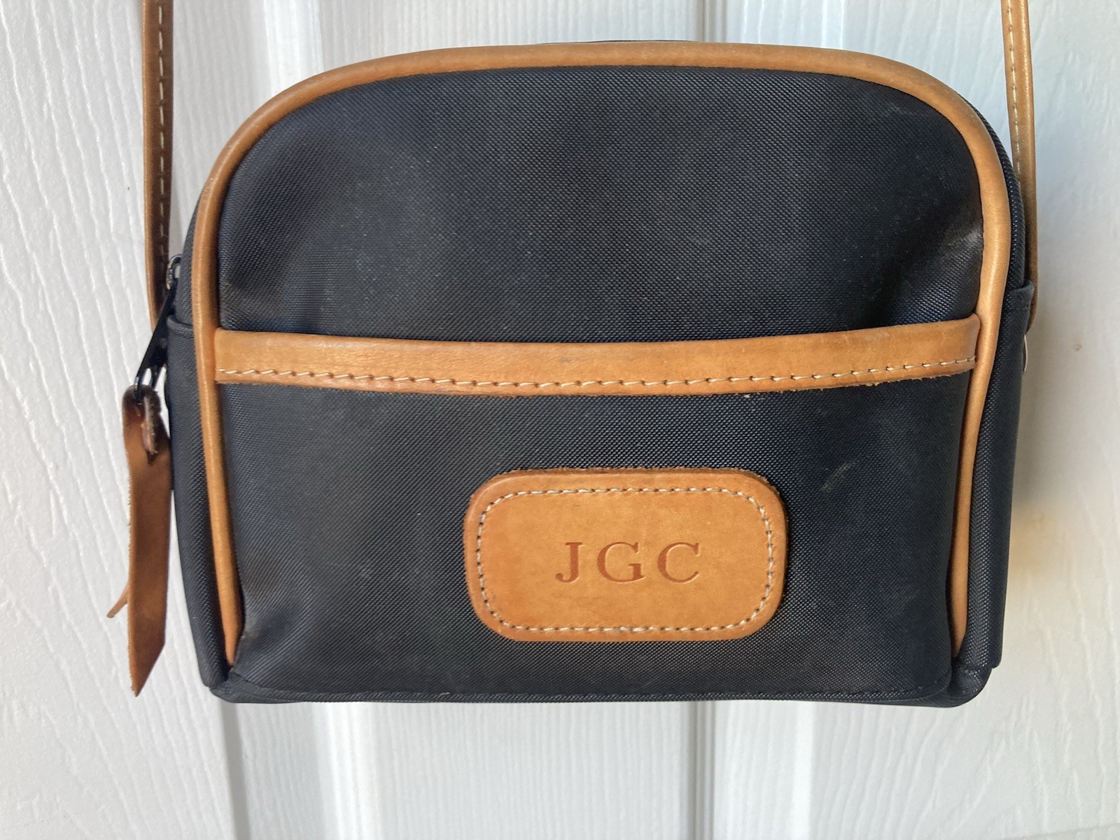 Jon Hart Purse Crossbody Bag Black Canvas Leather Trim “JGC”