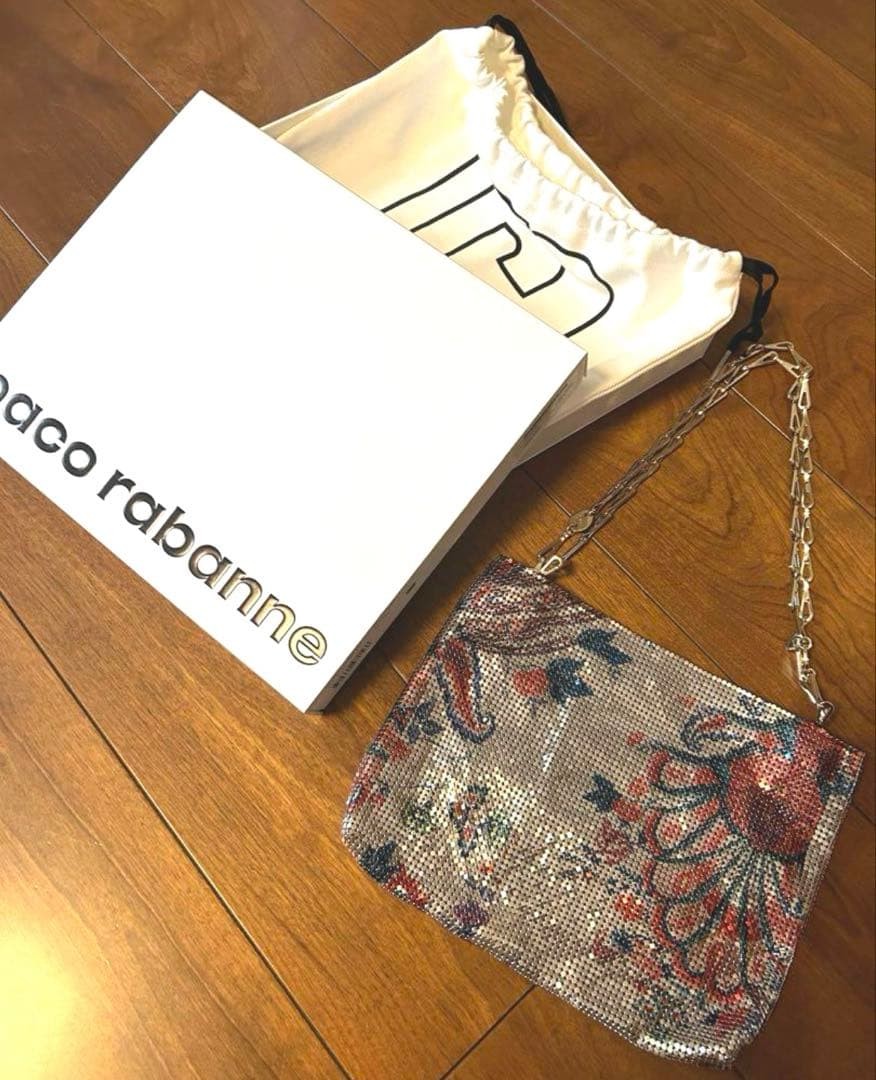 Paco Rabanne Shoulder Bag Purse Paisley in Light Gold w/Dust Bag USED Good Cond