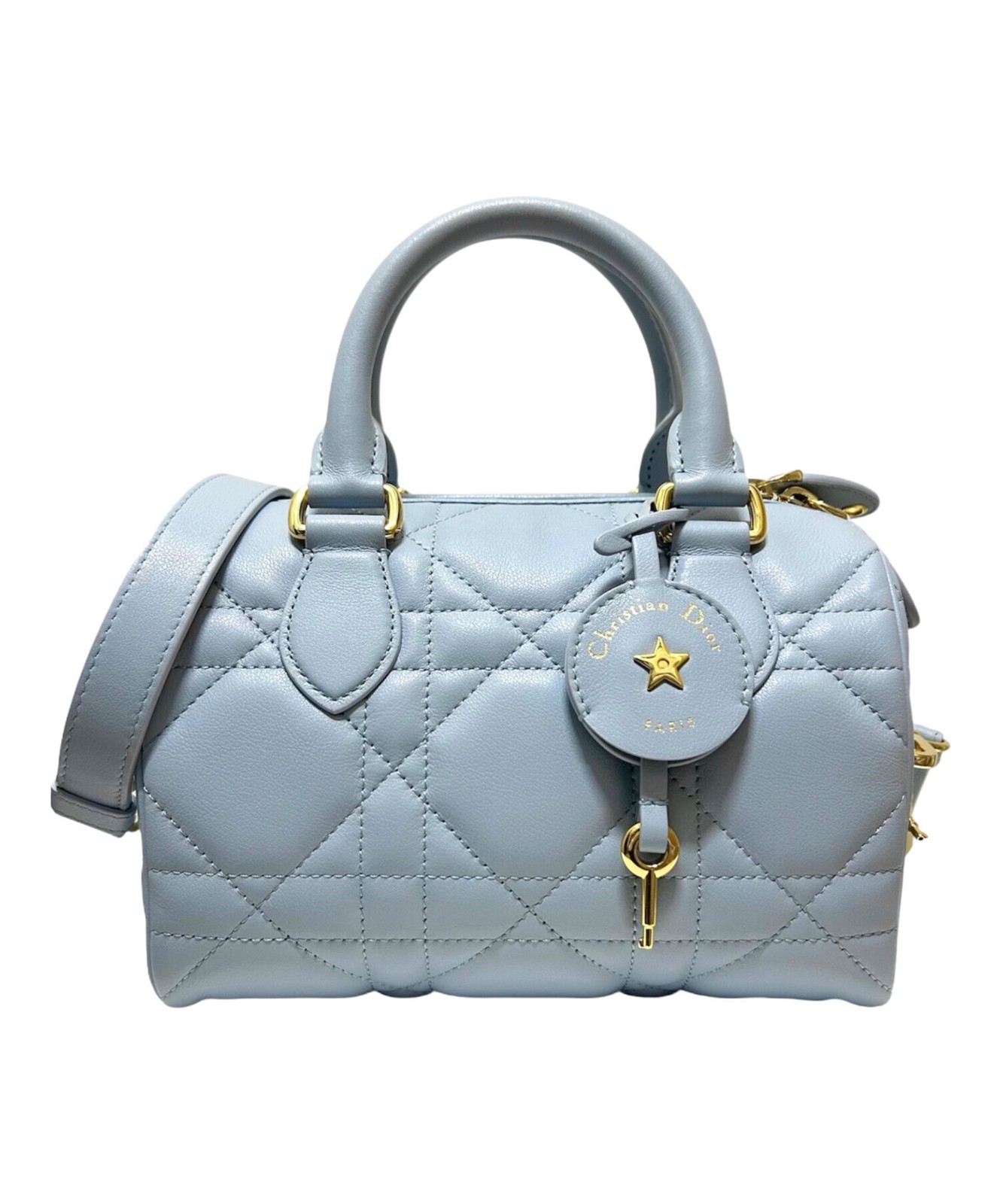 Christian Dior Boston Bag Groove 20 Pale Blue Calfskin Width 7.87 in Women 99