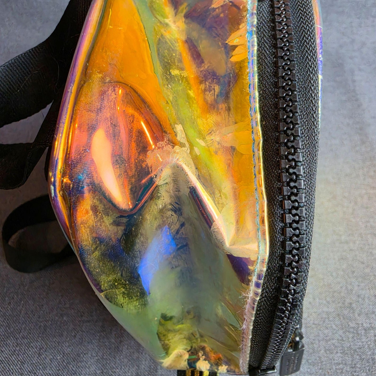 Adidas Originals Backpack Unisex Mini Gold Holographic PVC Casual Bag Small