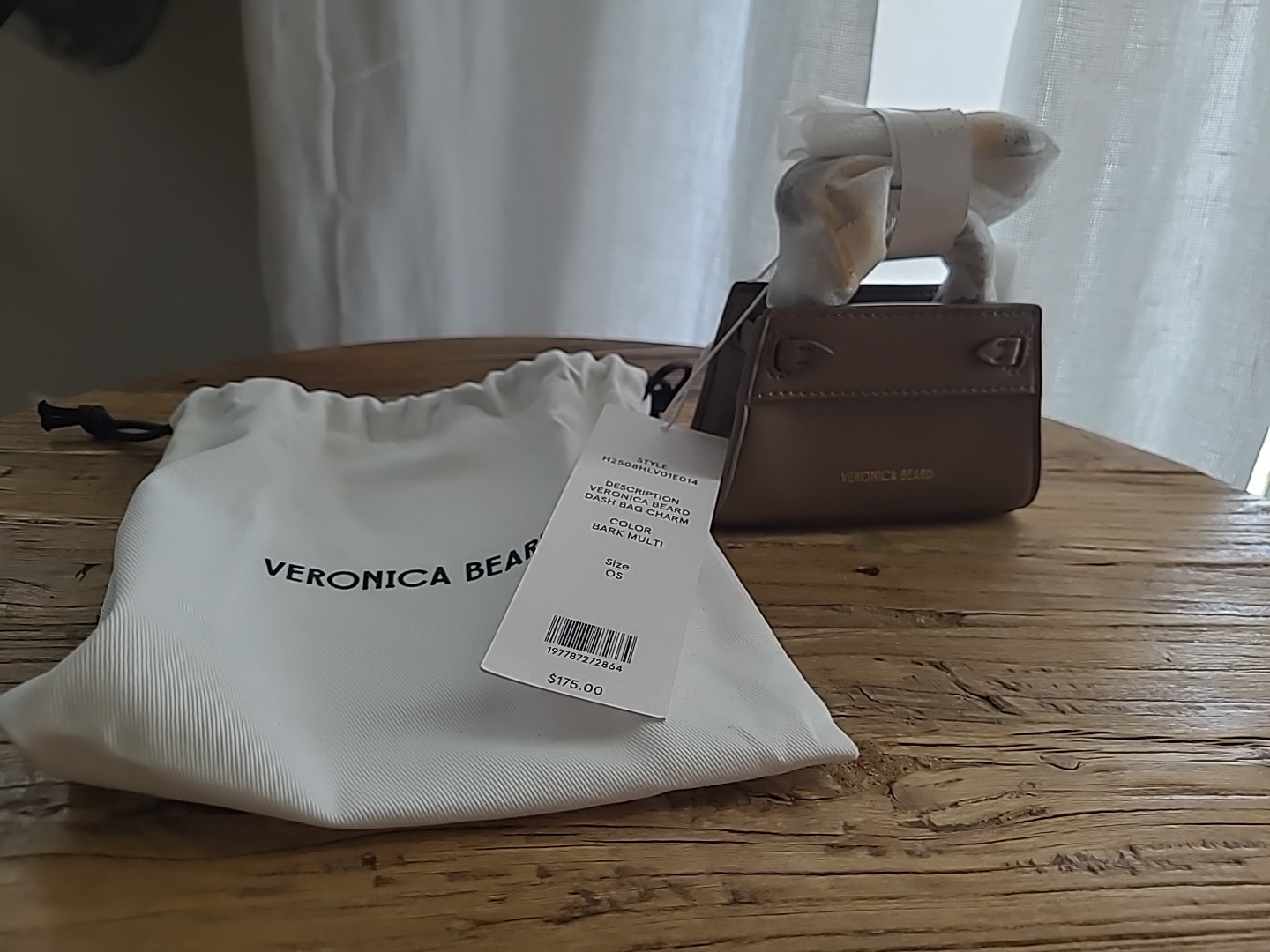 Veronica Beard Dash Bag Charm Mini Bag – Bark Multi Tan New With Mini Dust Bag
