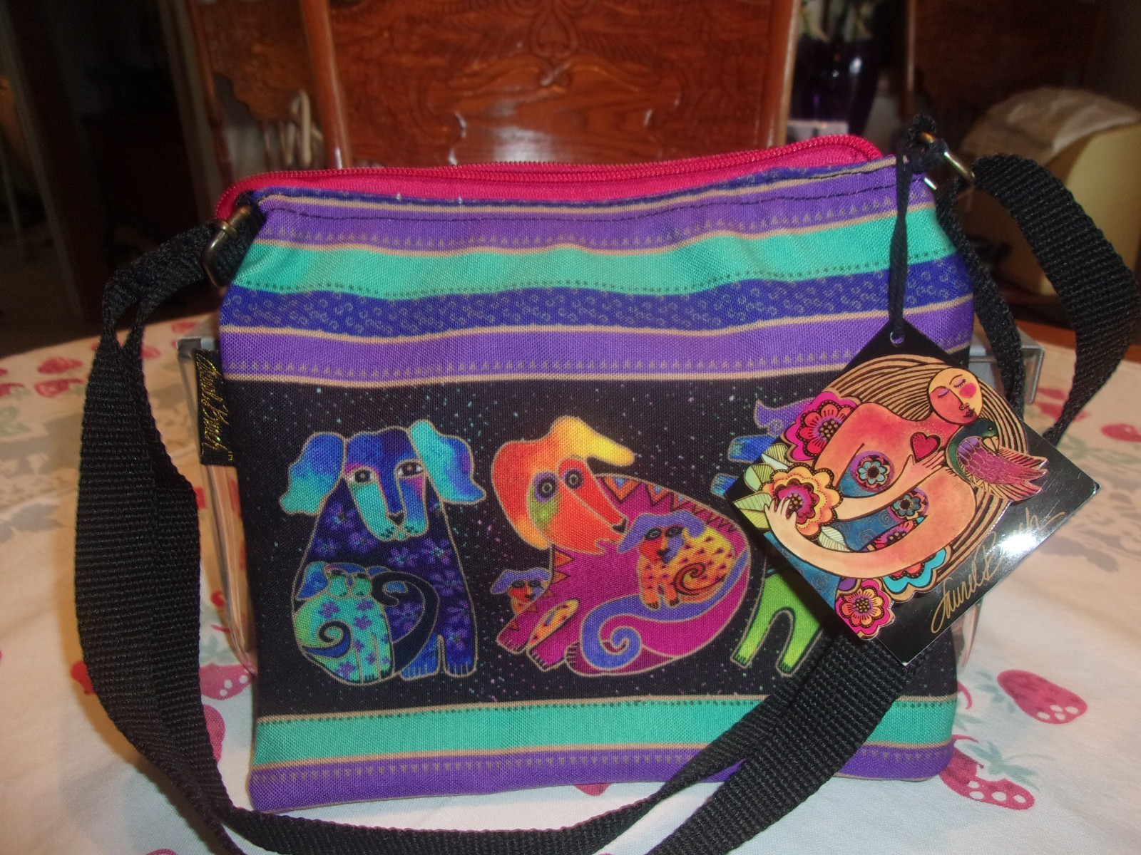 Laurel Burch Artistic Totes Cross body, 9.5 by 10-Inch, Dogs and Doggies Canvas