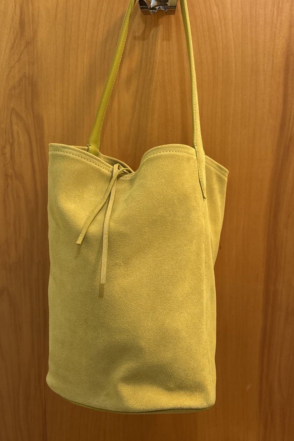 20p J Crew Berkeley Bucket Bag Tote Bag Suede Yellow Chartreuse Purse NWT