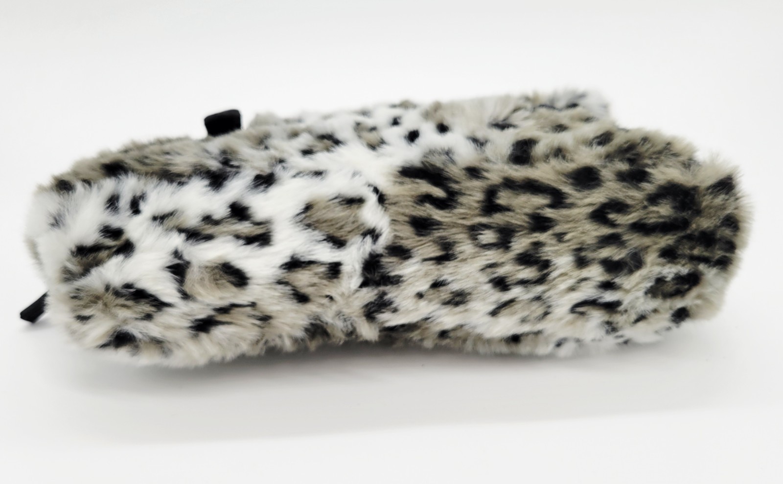 Y2K-Style Leopard Print Faux Fur Shoulder Bag/Purse Black Straps Pom-Pom Charm