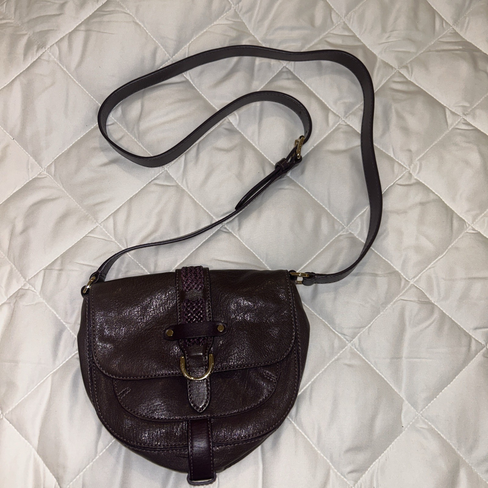 Cole Haan Purple Plum Leather Crossbody Handbag Purse Casual All Season