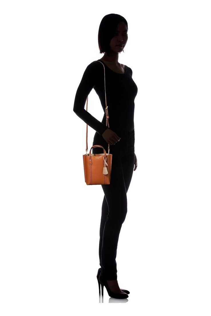 New Tory Burch Mini Perry Top Handles Leather Tote Crossbody in Light Umber