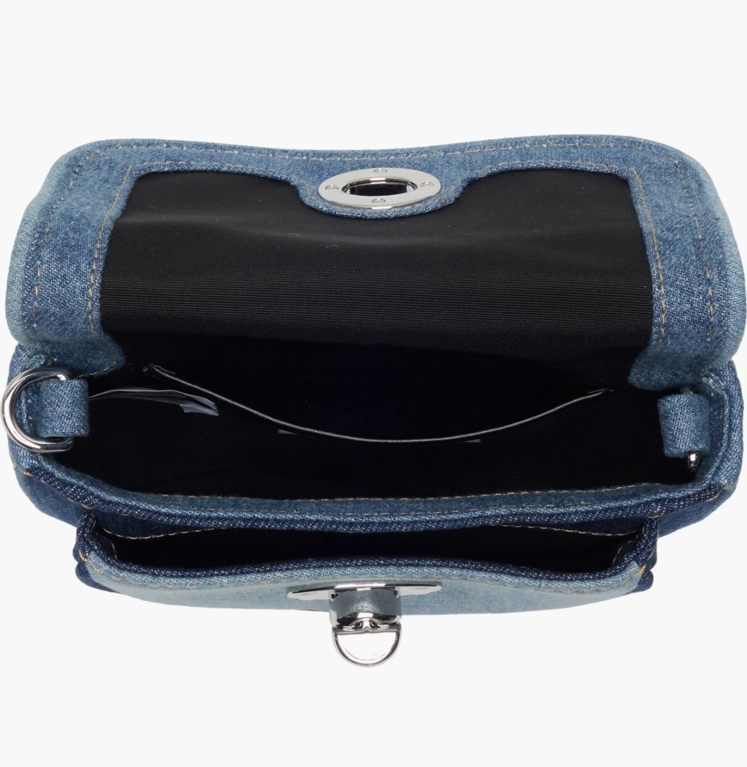 Marc Jacobs Blue Chevron Crossbody Bag Turn Lock Adjustable Strap Silver w/ Card