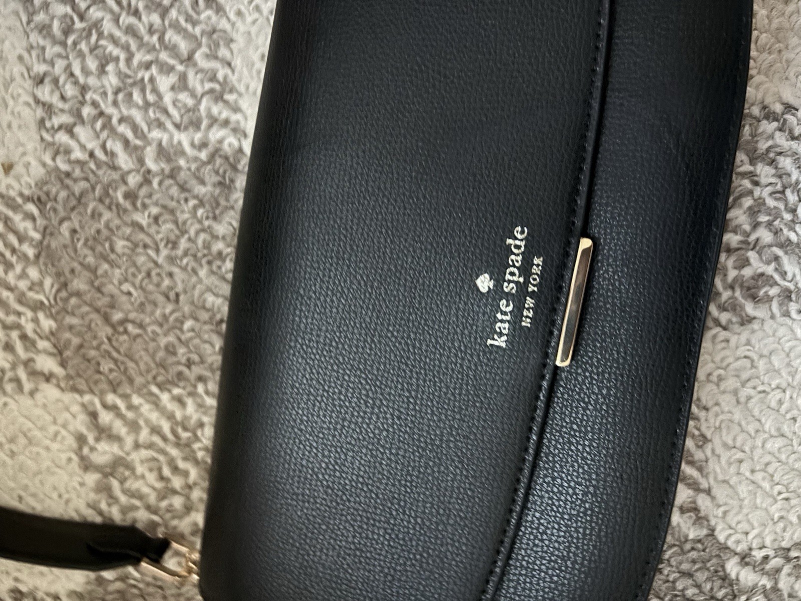 Kate Spade Quinn Medium Flap Shoulder Bag Black Leather New