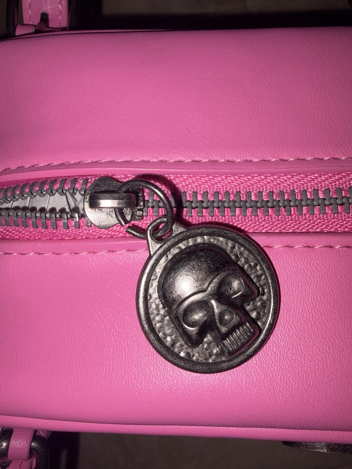 Ed Hardy Pink Satchel Bag Adjustable Straps Skull Flowers Rhinestone Y2K NWT $80