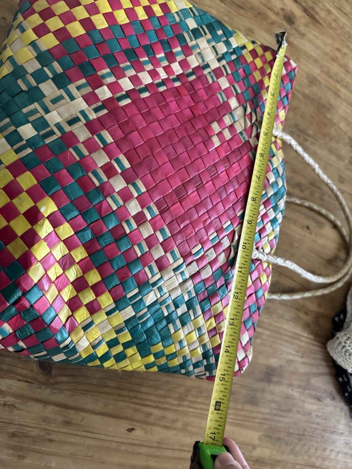 Handwoven Palm Tote Recycled Bag Multicolor Mexican Style