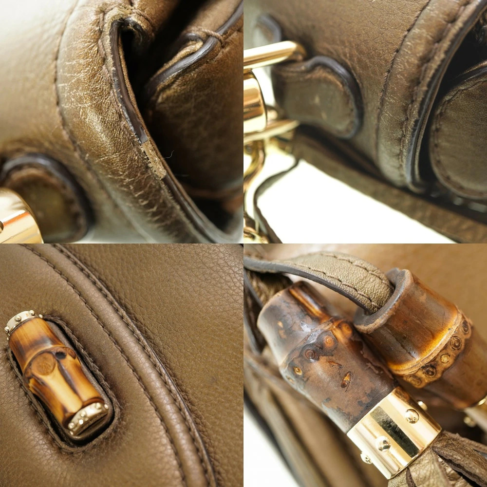 Gucci New Bamboo 254884 Leather Gold Women’s Bag #LTB558