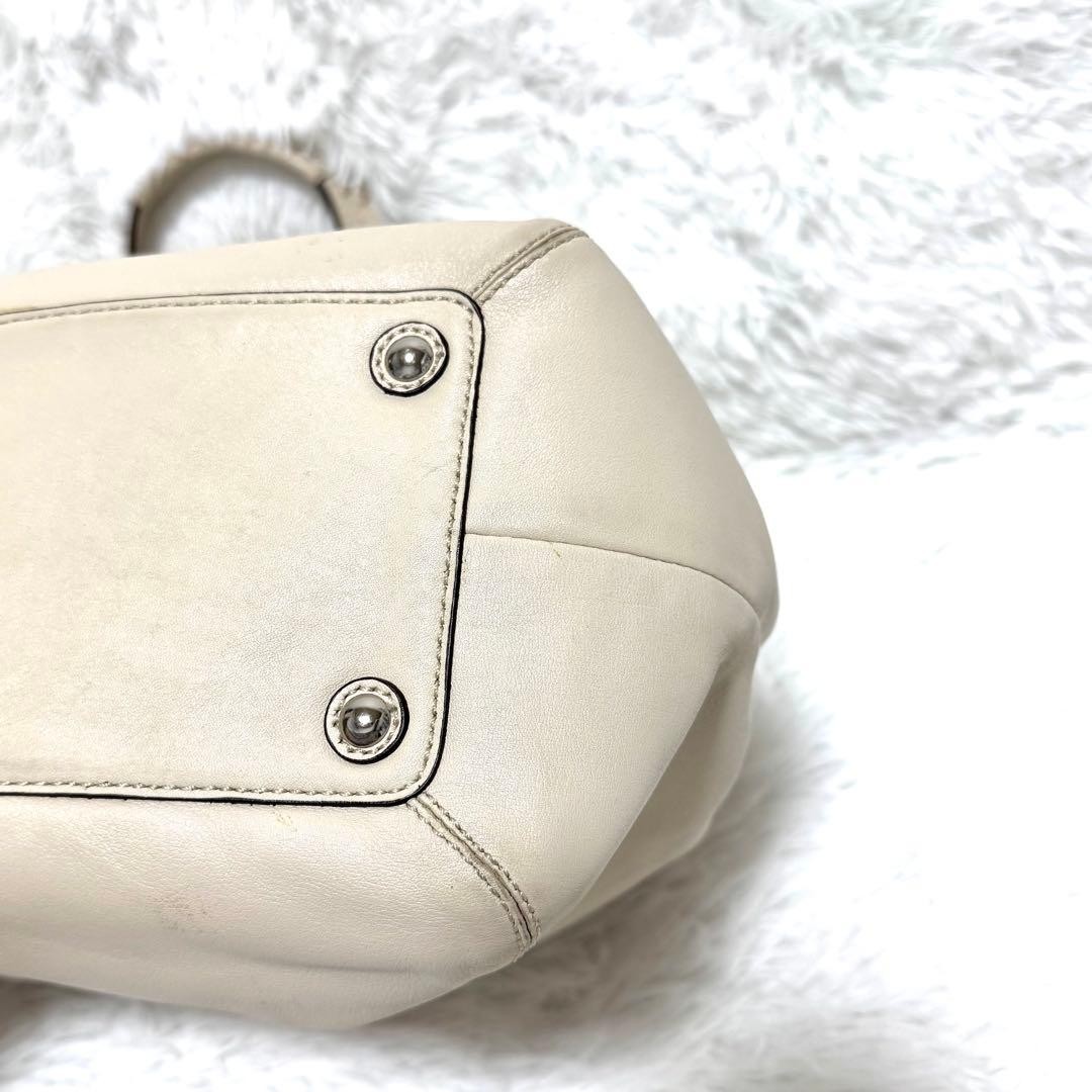 COACH Soho Leather Tote Bag 23cm x 46cm Large Capacity White