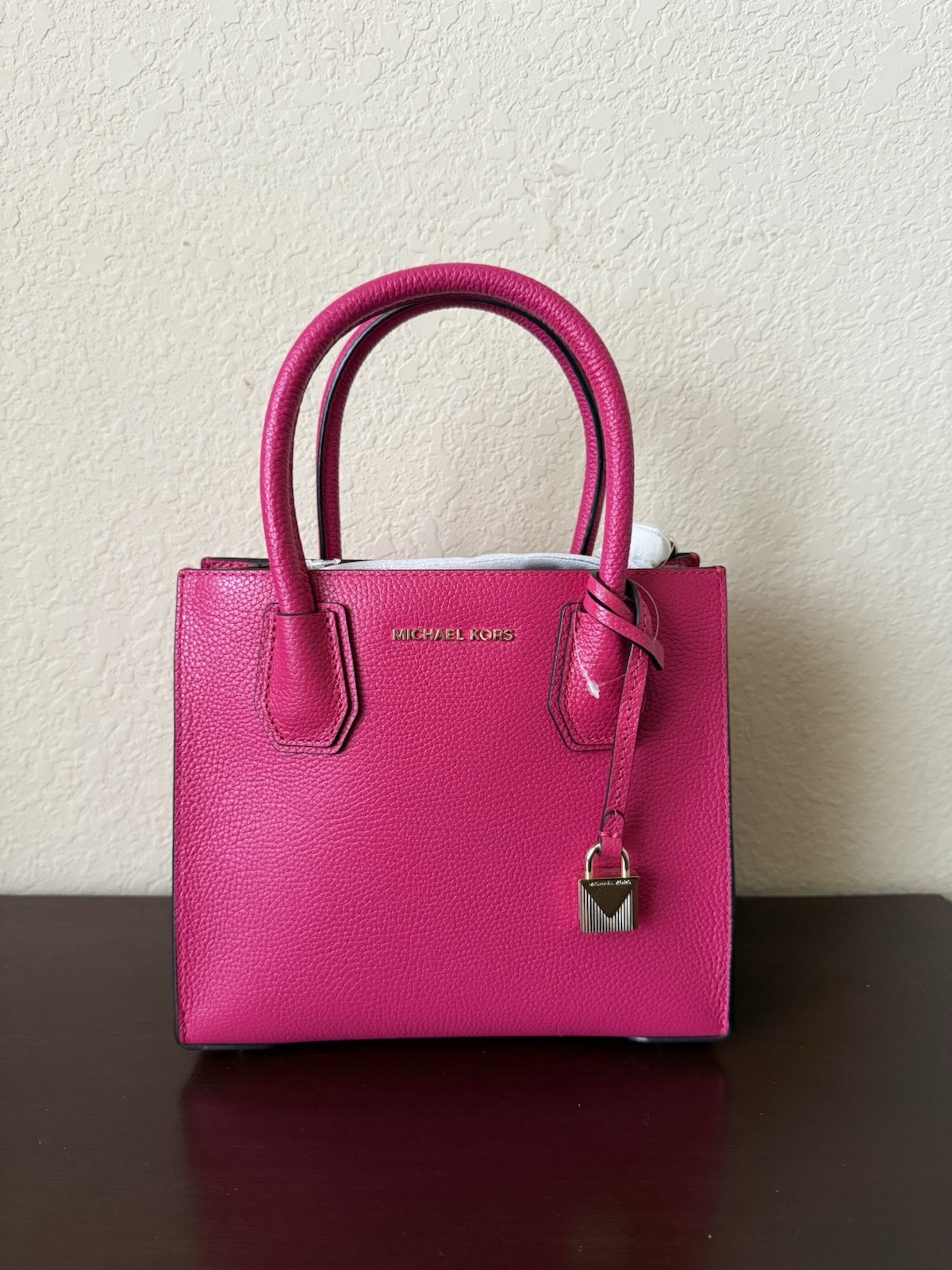 Michael Kors Studio Mercer Medium Messenger Crossbody Leather Bag Ultra Pink
