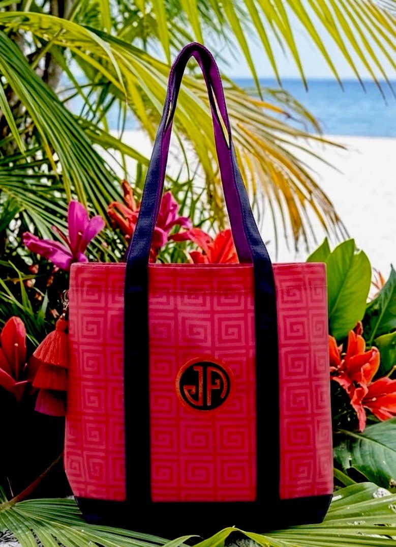 Jonathan Adler Michaels Tote Bag Pink Coated Limited Edition Tassel 17×13