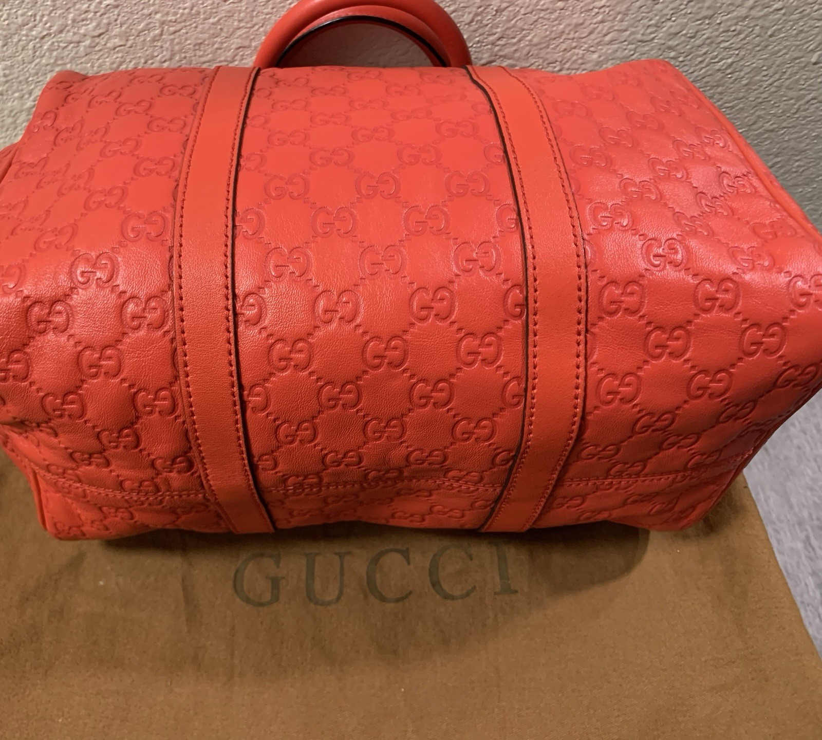 gucci joy boston Satchel bag guccissima leather medium red MINT w/bag