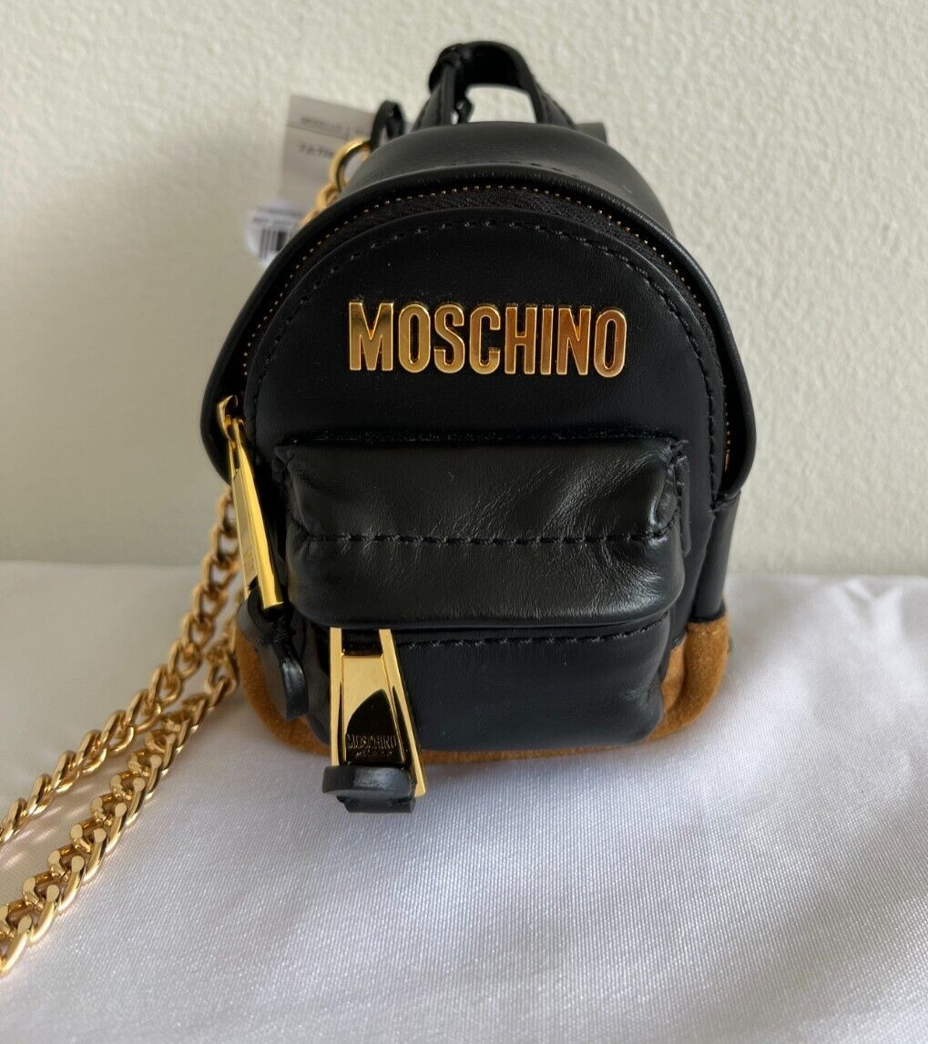 AW20 Moschino Couture Mini Leather Black Backpack/keychain/belt bag/shoulder bag
