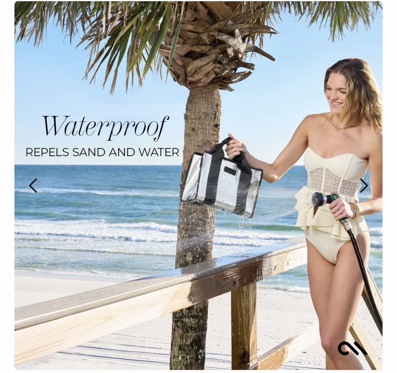 CASEMATE CHROME JELLY ZIP TOTE BEACH BAG WATERPROOF CROSSBODY Silver Stadium Bag