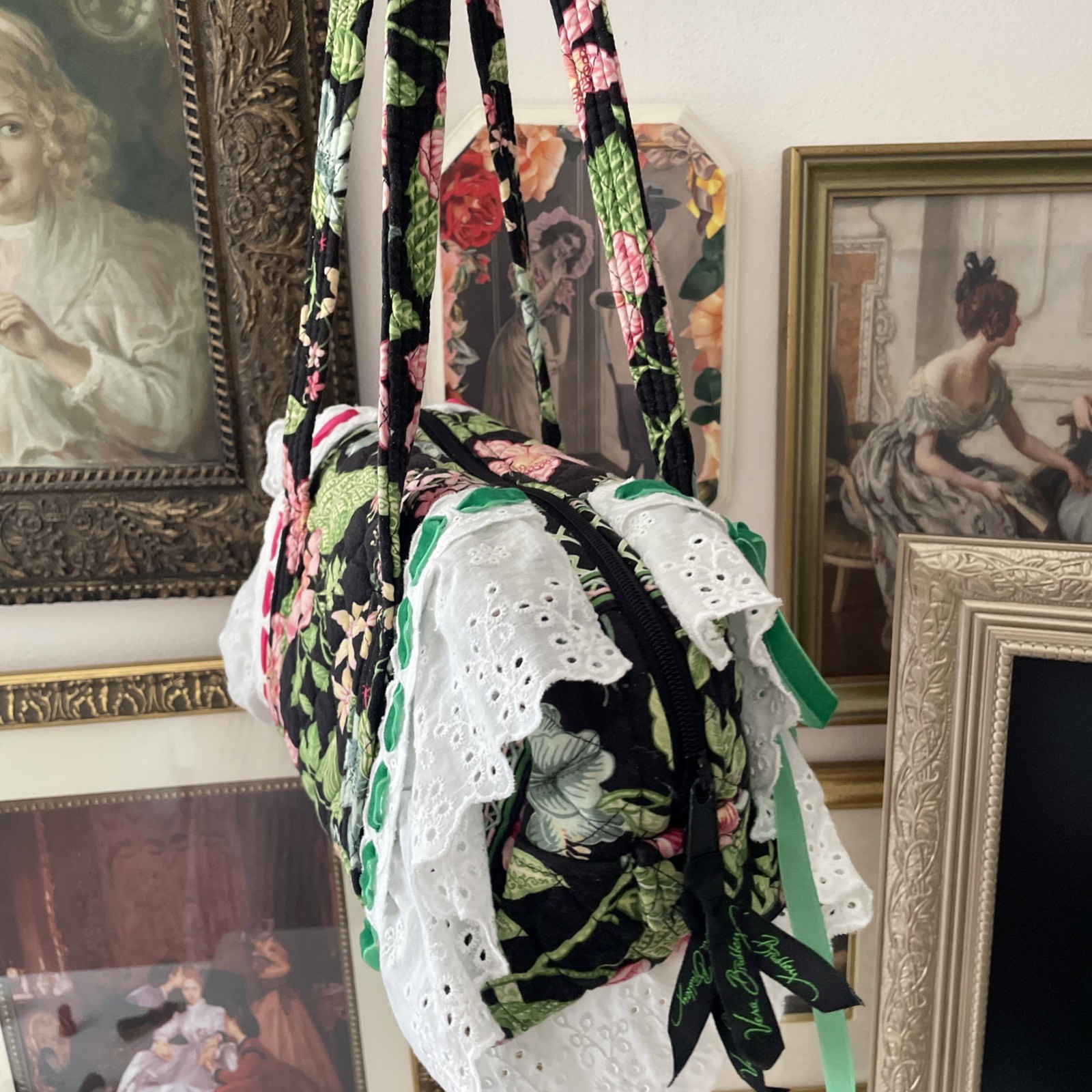 Adorable Custom Vera Bradley Botanica 100 Mini Duffle Botanica Pink With Lace