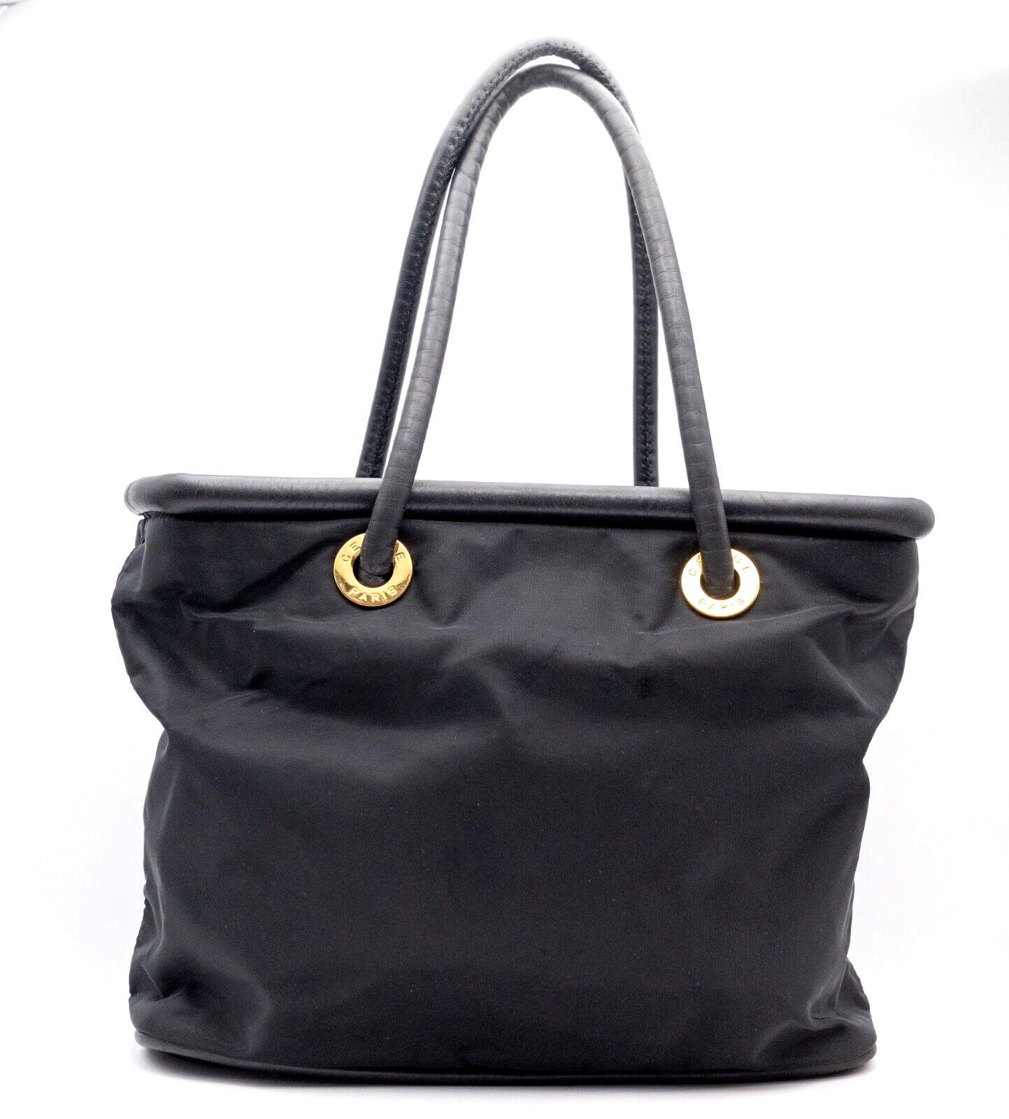 CELINE Handbag Tote Nylon Leather Black Auth from JAPAN