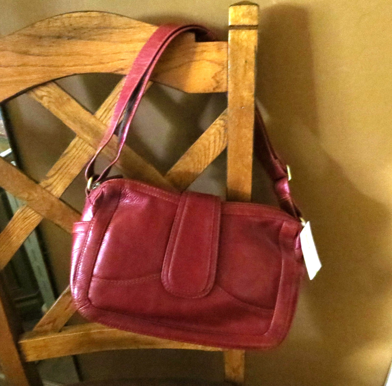 Derek Alexander Purse, Short Shoulder Bag, Deep Red Leather Organizer NWT, 1442