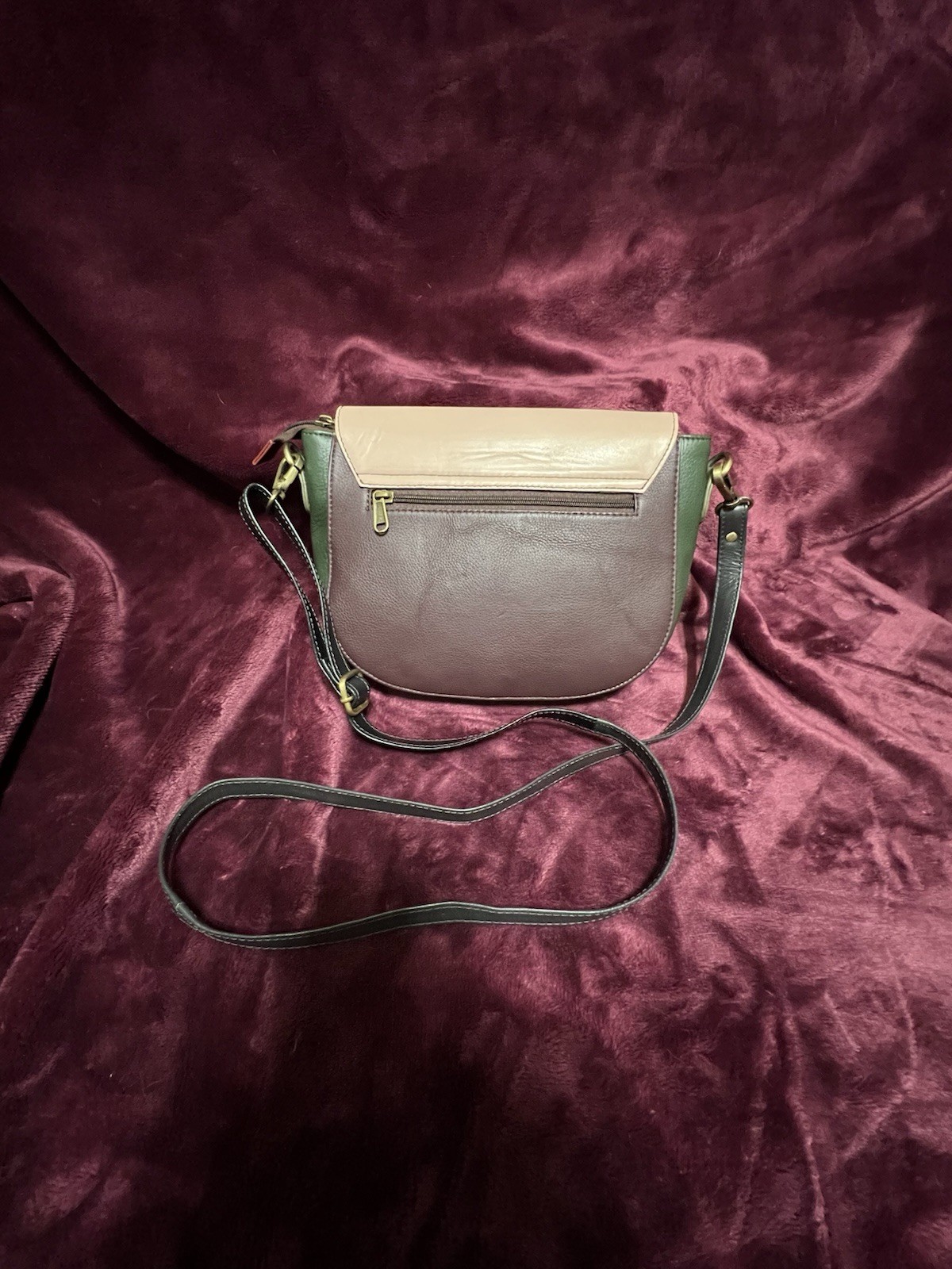 Soruka Leather Bag Crossbody Saddlebag Purse Multicolor Recycled Leather EC