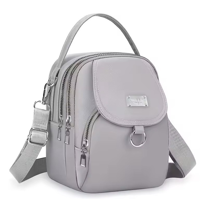JINGPIN Multicolor Solid Small Crossbody Bag Top Handle Zip Silver Det Strap