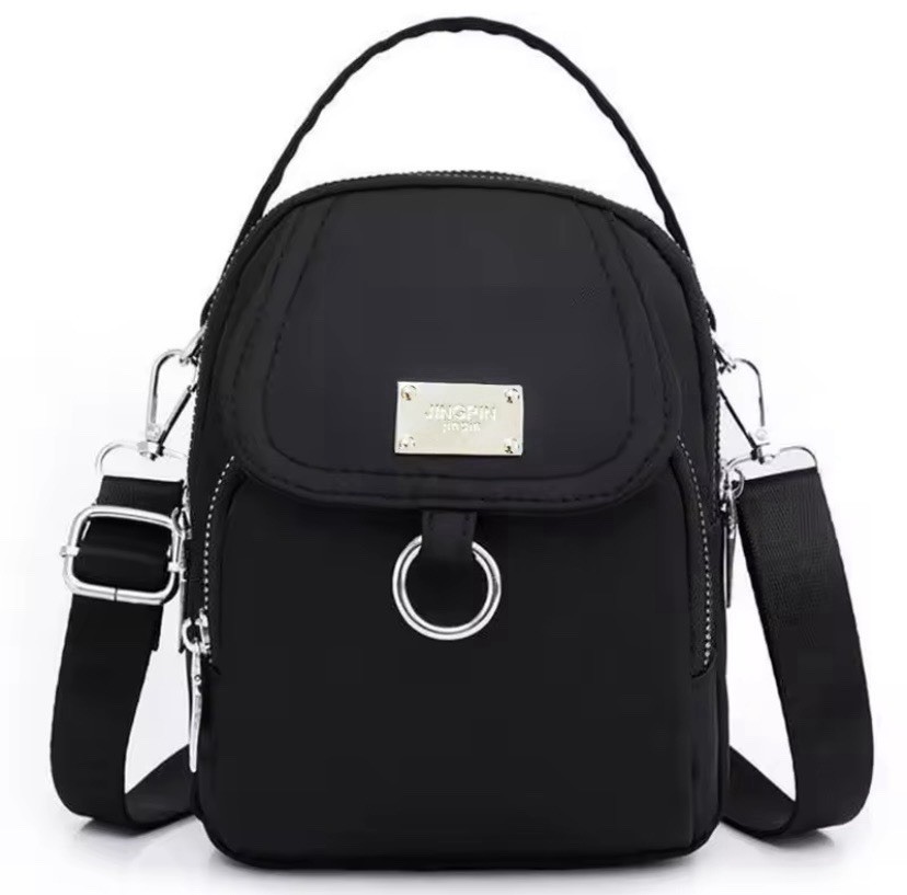 JINGPIN Multicolor Solid Small Crossbody Bag Top Handle Zip Silver Det Strap