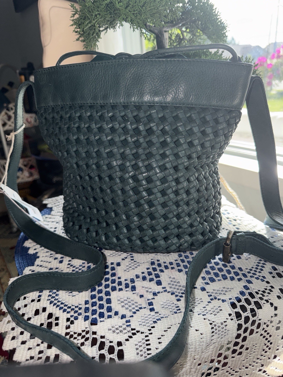 Ashwood Green Bucket Bag Drawstring, Detachable Strap Inner Pockets Bronze