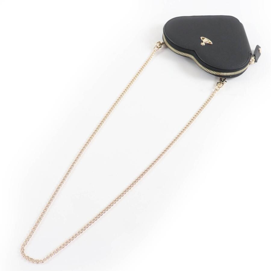 Vivienne Westwood SAFFIANO NEW HEART Shoulder Bag Leather Black Womens Orb Chain