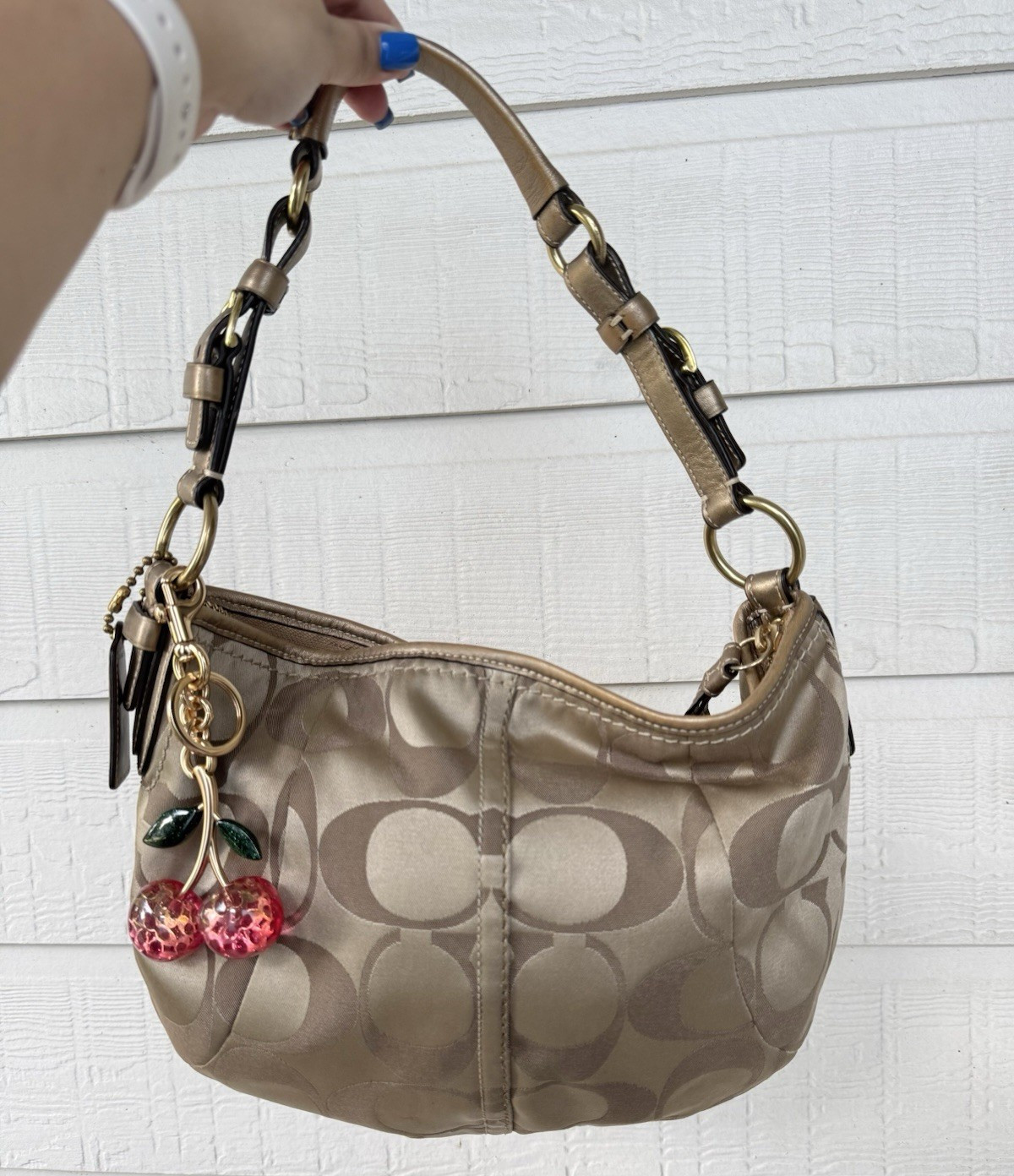 Vintage Y2K Coach Metallic Khaki Shoulder Soho Boho Shoulder Bag