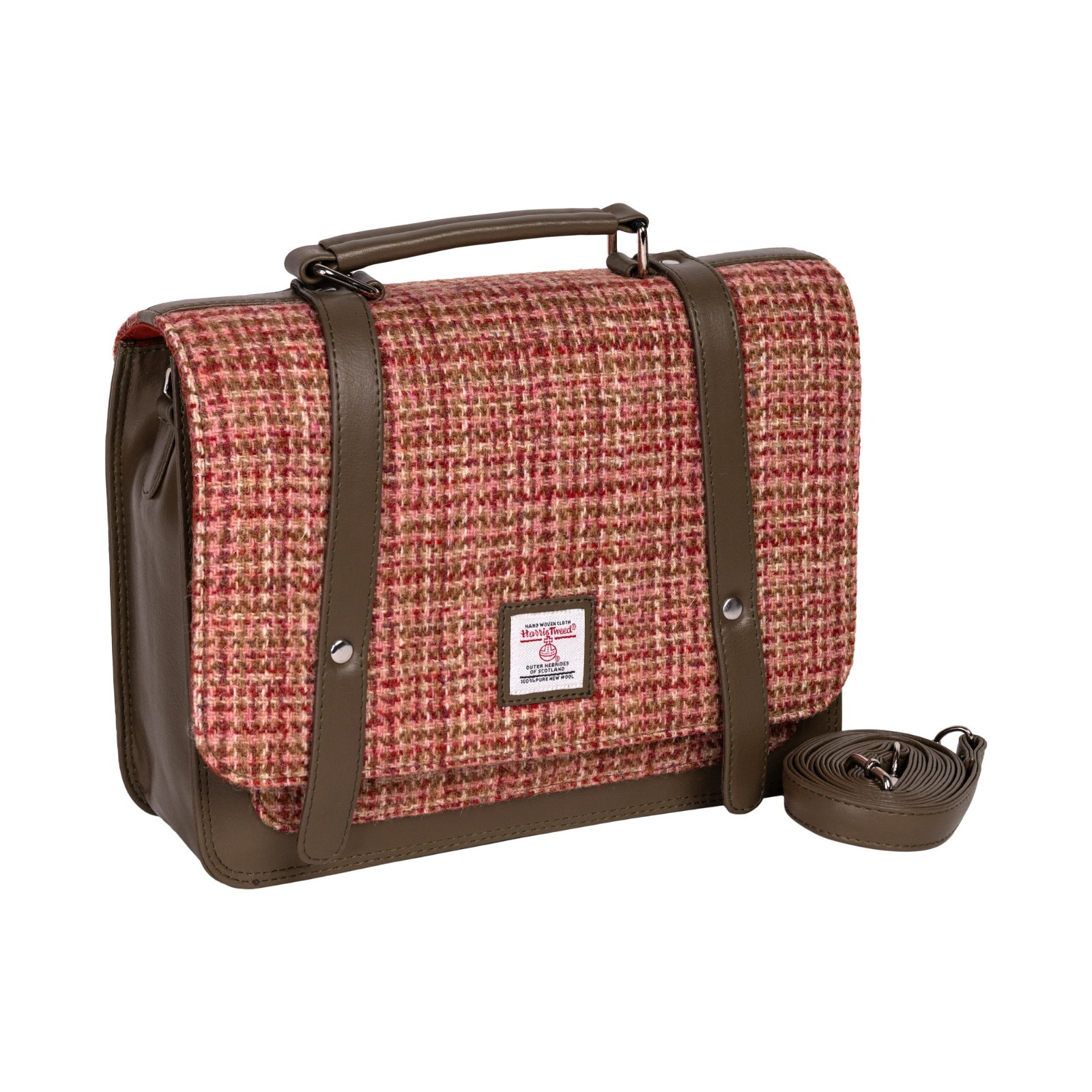 Maccessori Harris Tweed & Vegan Leather Messenger Bag Adjustable Cross Strap