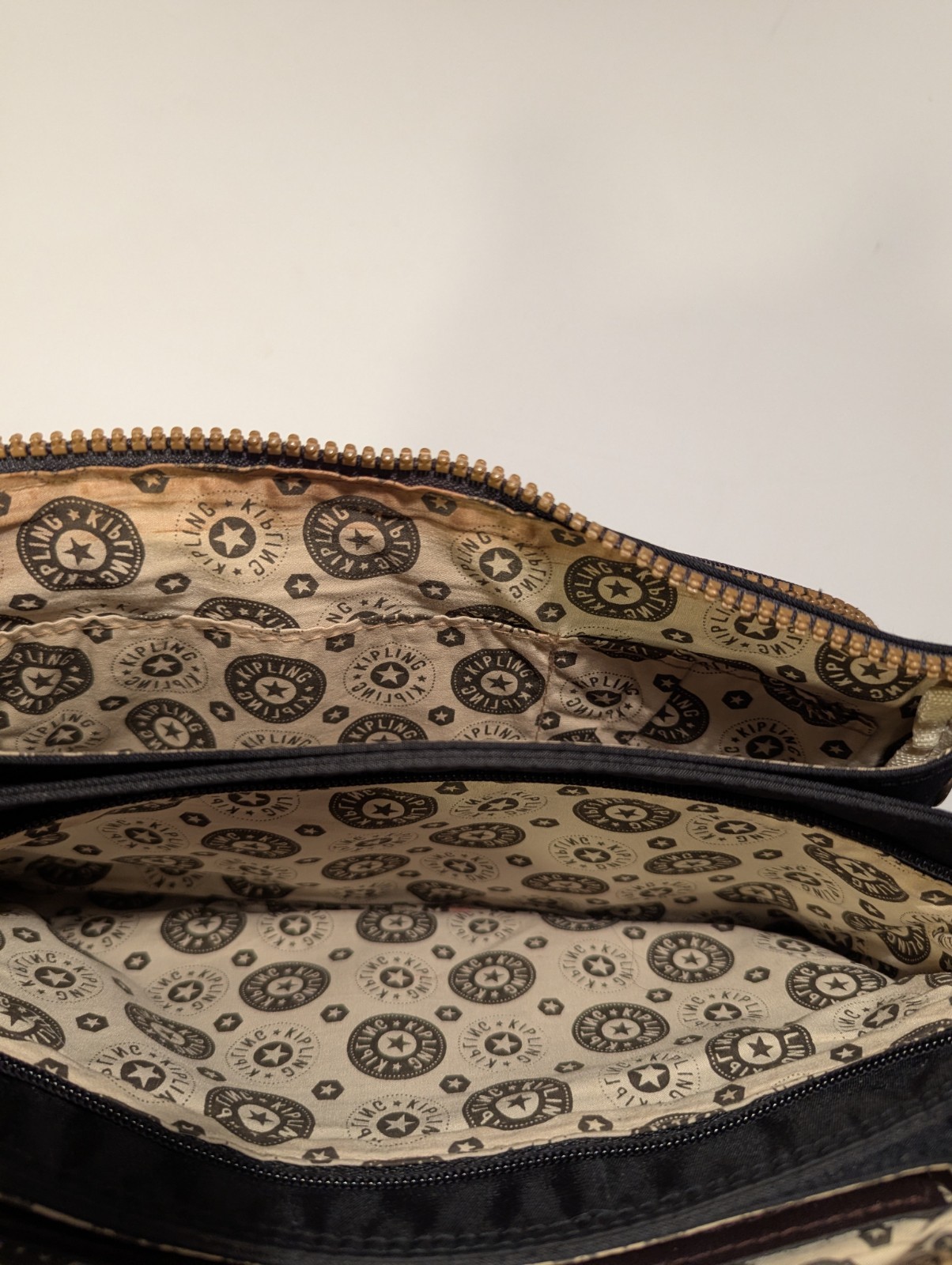 Kipling Black Nylon Crossbody with Brown Leather Trim