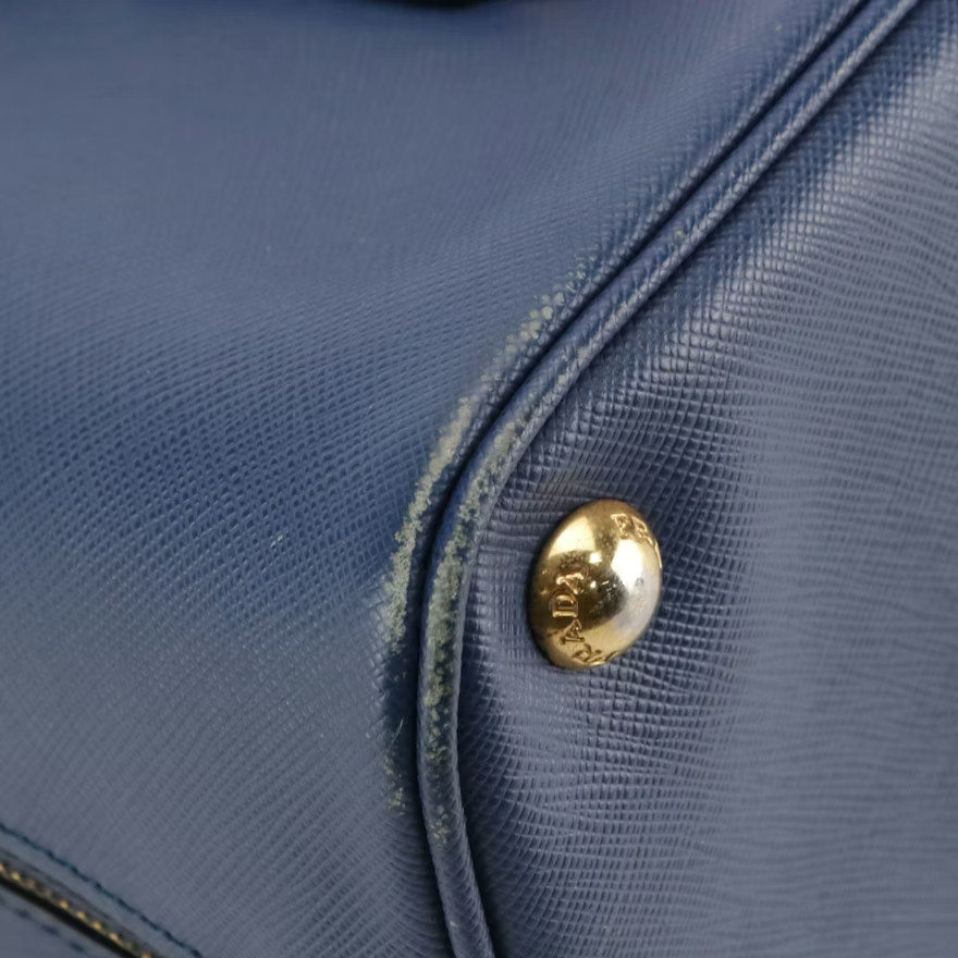 PRADA PROMENADE SAFFIANO LUX, BLUE DOME SATCHEL w/ Detachable Shoulder Strap
