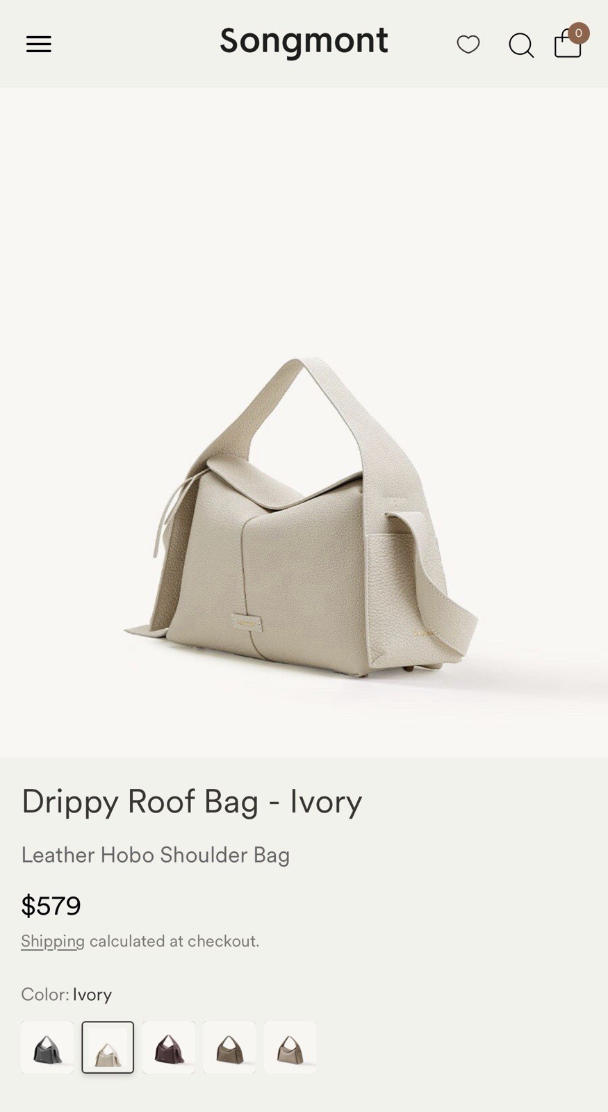 Songmont Authentic Drippy Roof Bag in Ivory Leather Crossbody Hobo bag