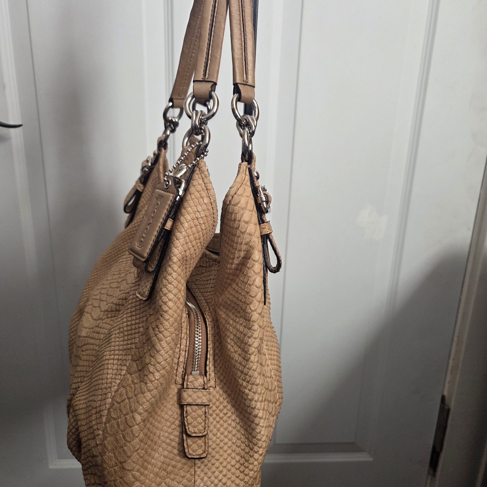 Coach Y2K Madison Maggie Beige Snake Embossed Leather Bag, EUC 2010 16506