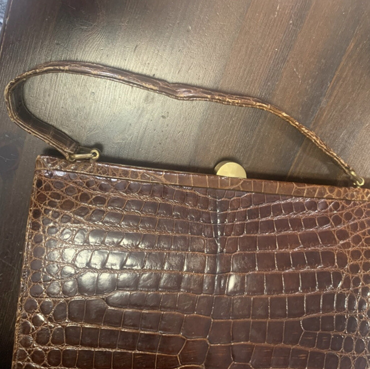 Gambini Vintage Brown Mock Crock Shoulder Hand Bag