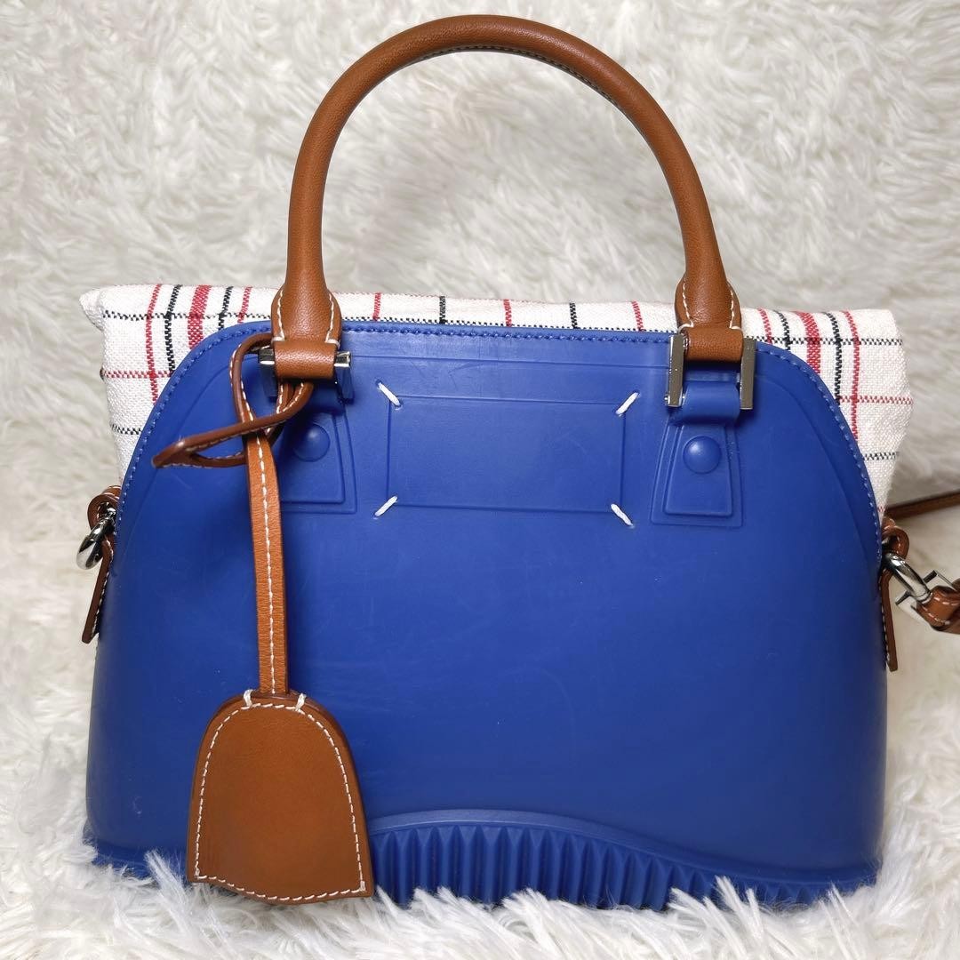 Maison Margiela 5AC Mini Handbag Blue Canvas & Rubber 2Way Shoulder Bag Auth