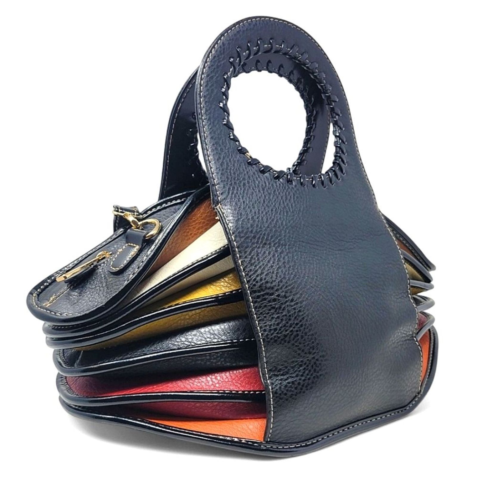 Accordian Style Stiched Satchel