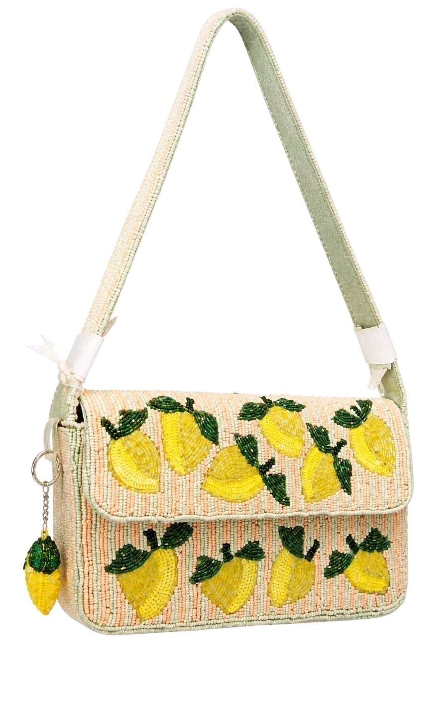 NWT Viral Beaded Lemon Shoulder Bag & Matching Lemon Charm – Cottagecore Trendy