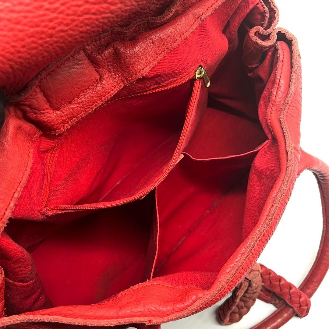 TRES Shoulder Tote Bag Purse Leather Red Horn Toggle Button Y2K Used vintage