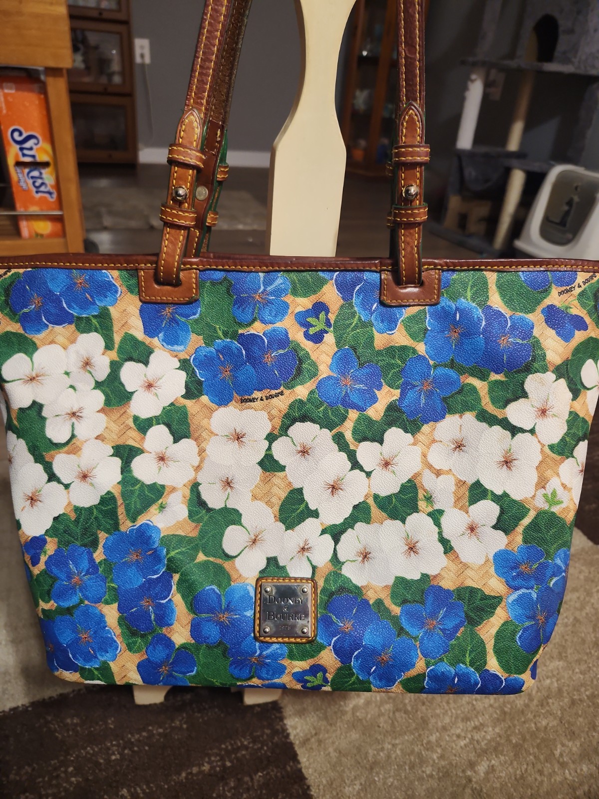 Dooney & Bourke Blue And White Floral Shoulder Bag