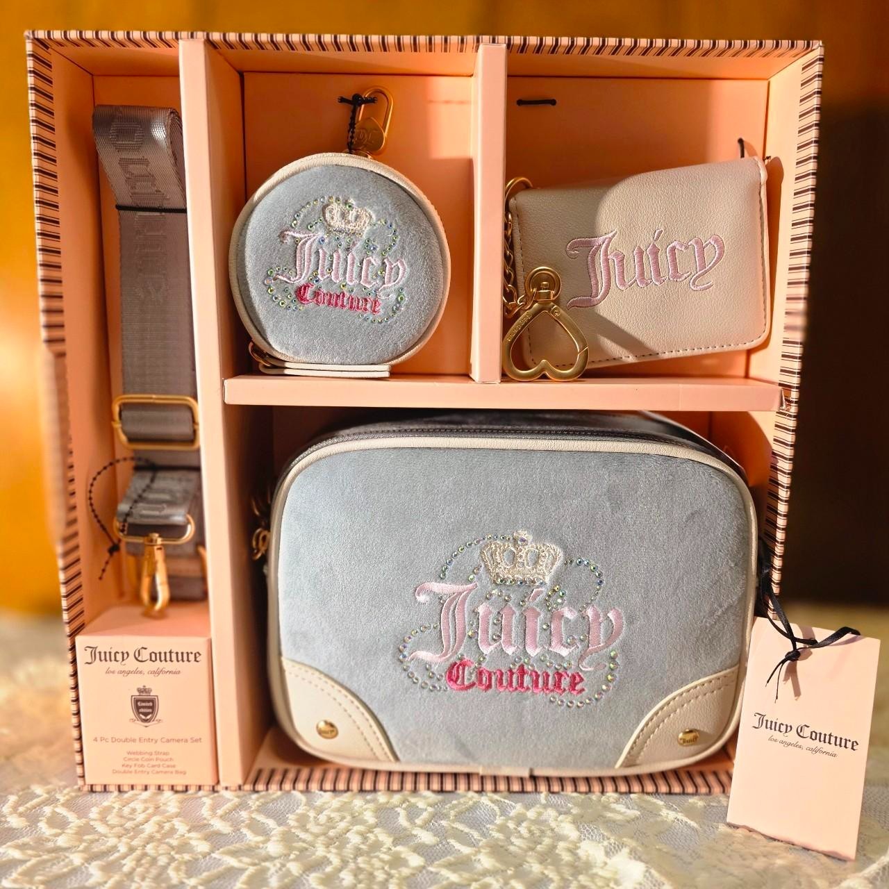 NWT Juicy Couture Heritage 4 Piece Double Entry Camera Set in Sage LIMITED HTF